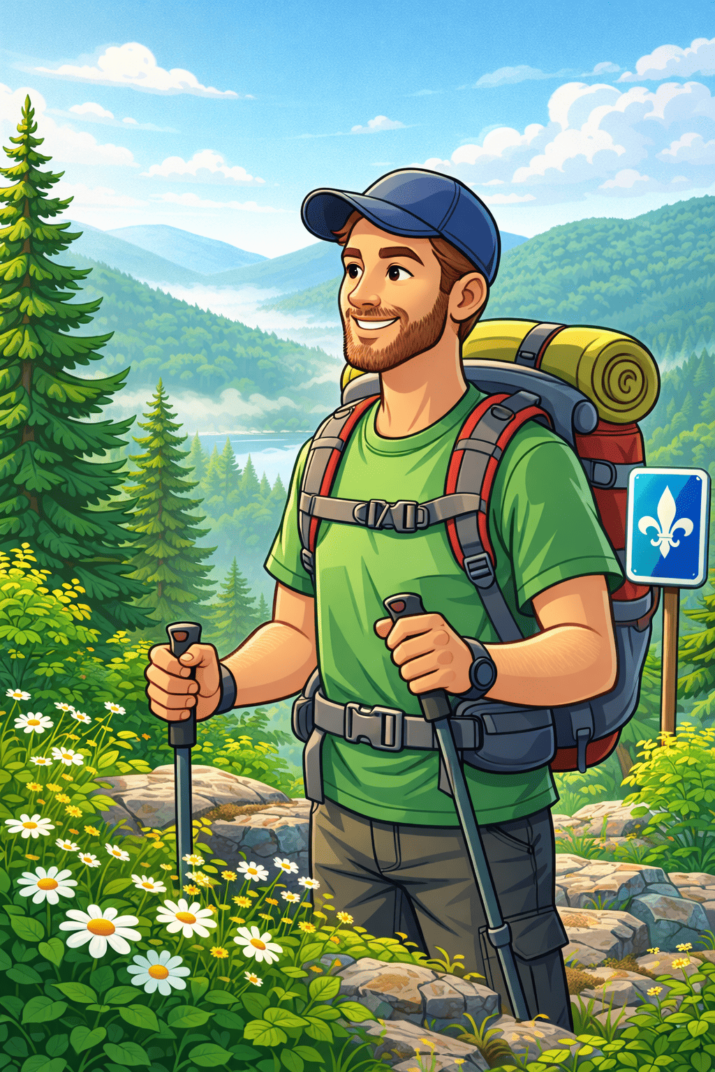 Person enjoying outdoor activities in natural Quebec setting